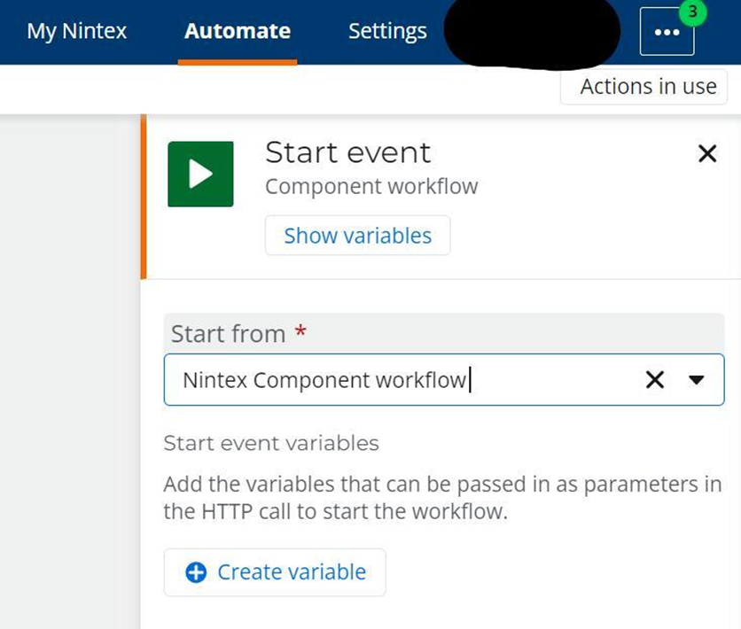 start nintext component workflow