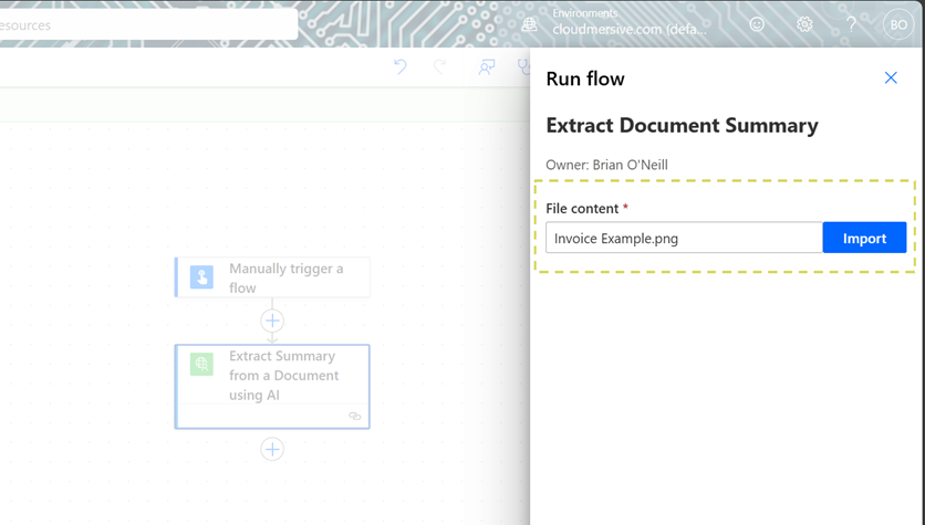 9 - show flow about to run with test file