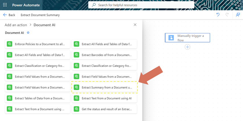 7 - select extract summary action.