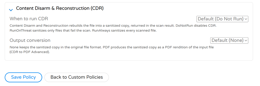 CDR settings