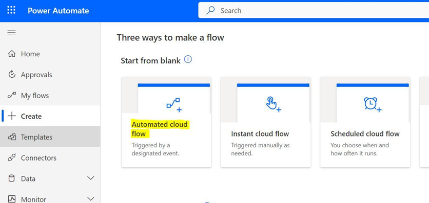 1 - select automated cloud flow