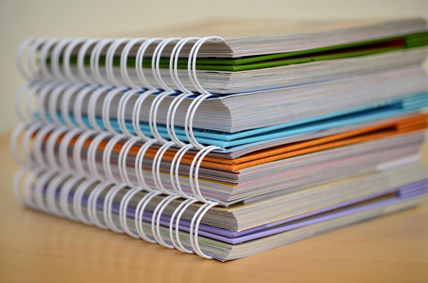 document binders on table