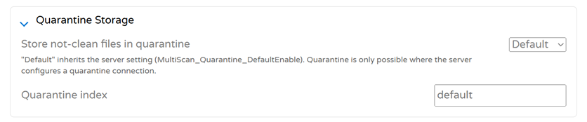 Quarantine storage settings