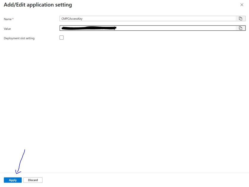 Azure Portal - name and value first enviro variable
