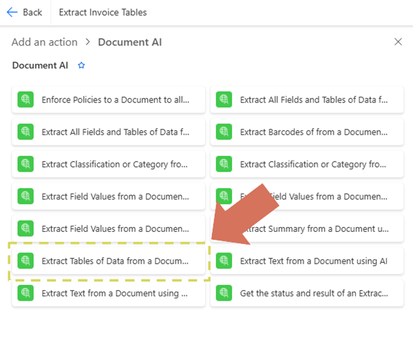 7_Select Extract Tables of Data action