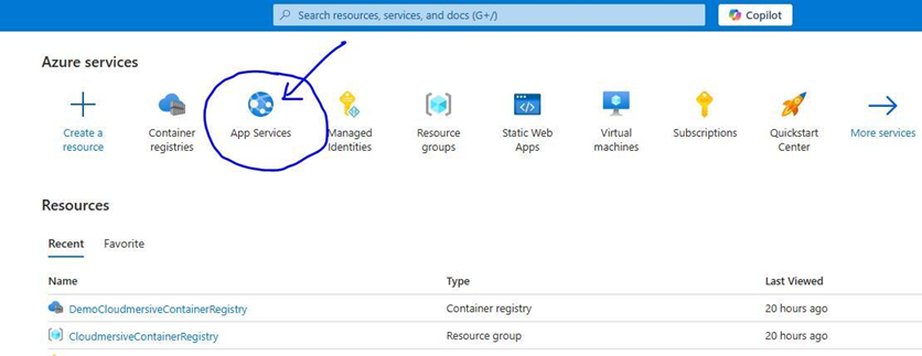 Azure Portal - Select App Services