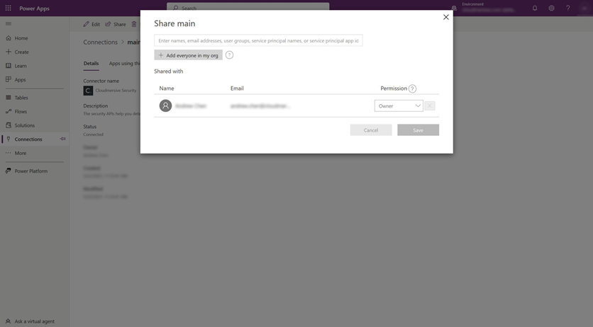 Sharing a Cloudmersive PowerApps Connection with the Whole Organization