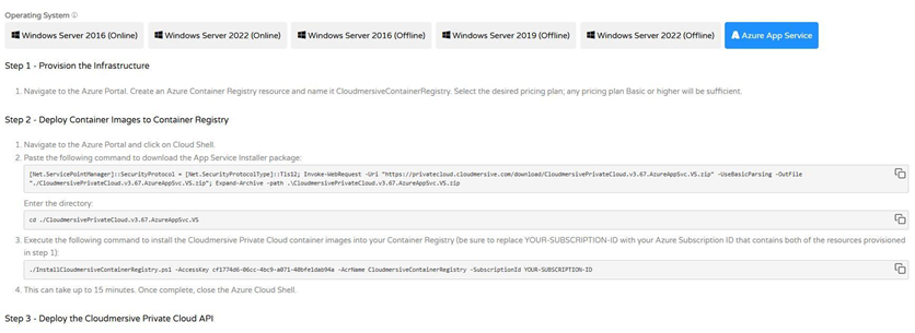 Management Portal - Azure App Service Installation Overview