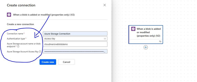 3 - create new azure blob connector
