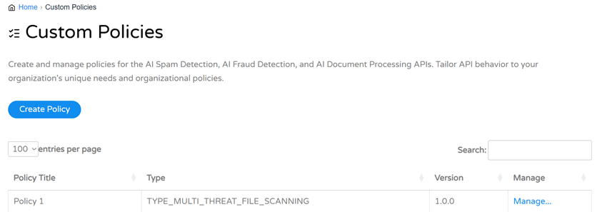 Custom Policy Page