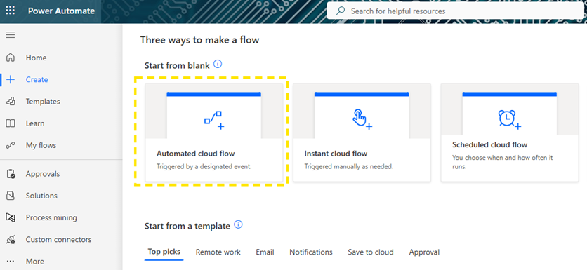 3 - select automated cloud flow.PNG