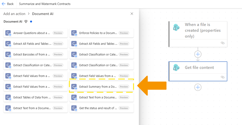 7 - Select extract ssummary from a document using AI.PNG