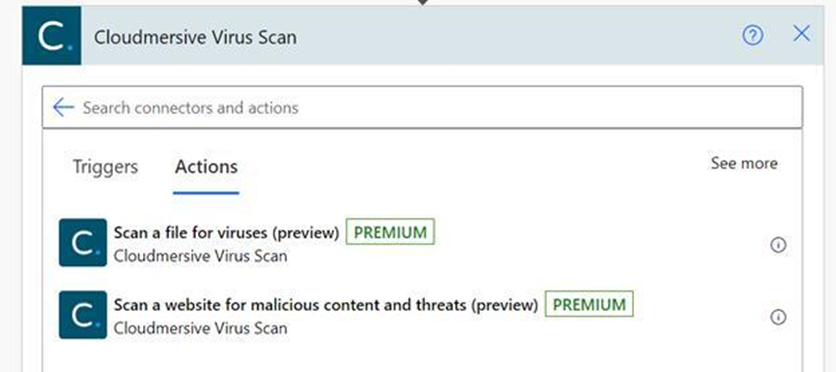 4 - Virus Scan Connector Actions List