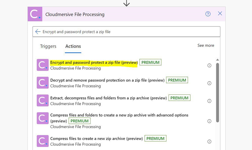 5 - encrypt and password protect action