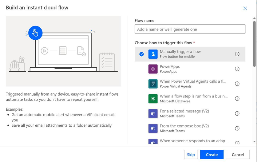 2 - select manually trigger flow