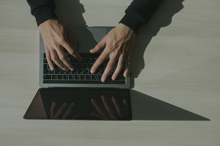 vertical view of typing