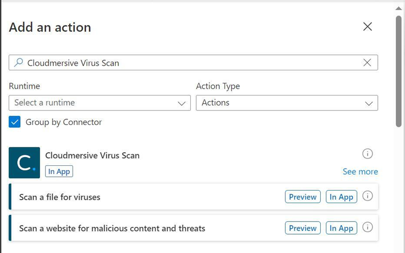 9 - search for cloudmersive virus scan connector