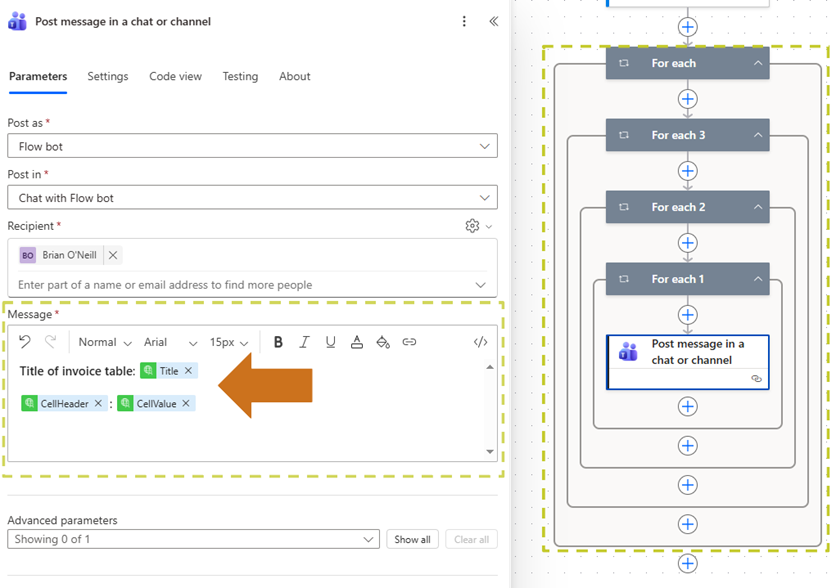 11_Show example Teams message with table data