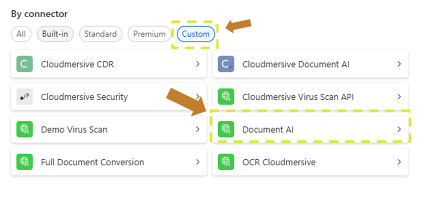 3 - find custom connector tab
