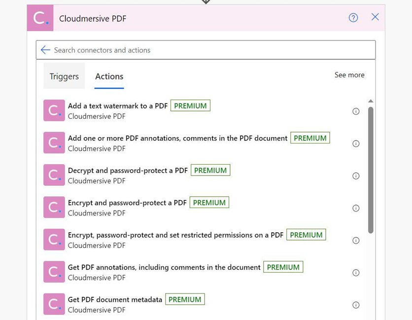 PDF connector actions