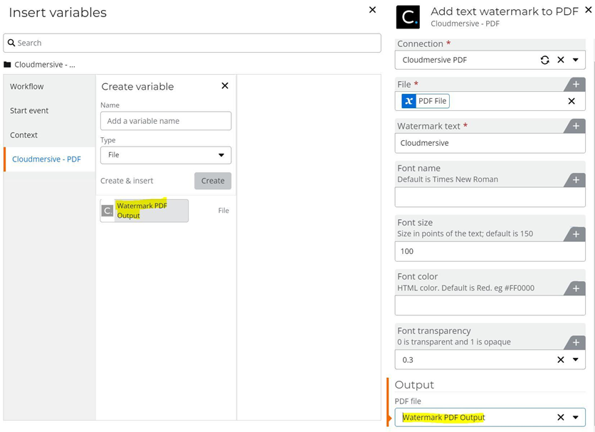 8 - storing watermark action variable