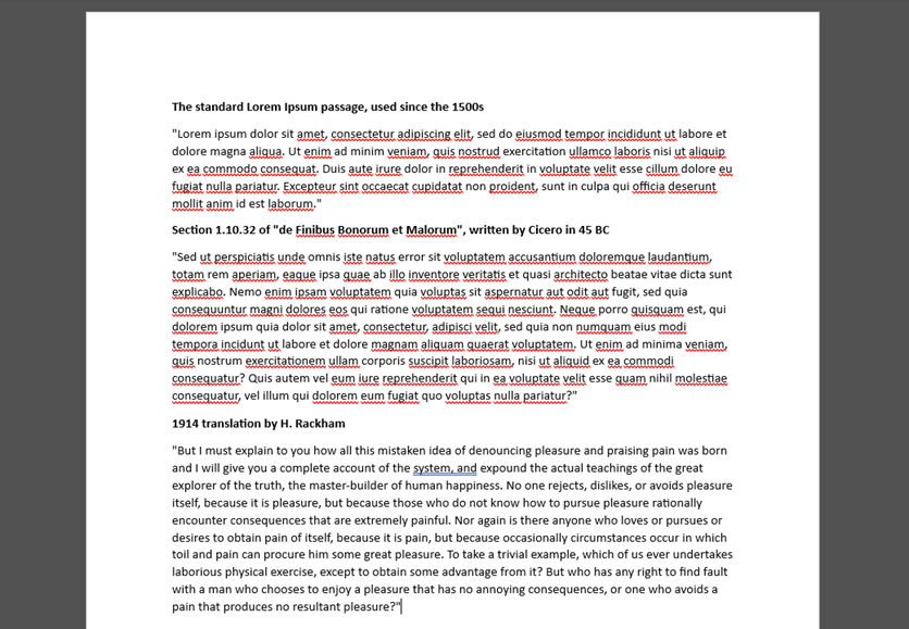 Lorem ipsum doc screenshot