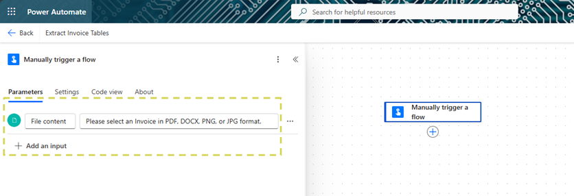 5_Configure manual trigger step with file input
