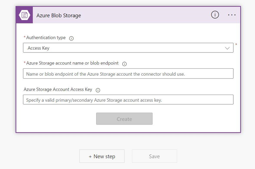 3 - configure azure blob connection with access key