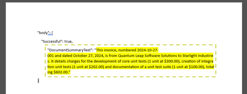 12 - output summary in word processor