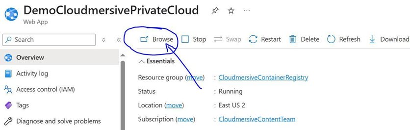 azure portal - click browse