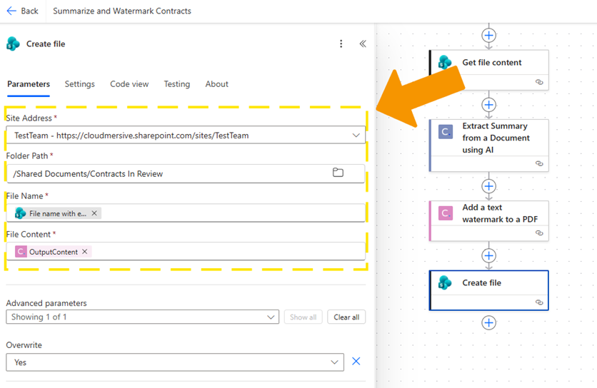 12 - configure create file action