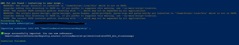 Cloud Shell - Installer Finished