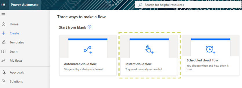 3_Select Instant Cloud FLow