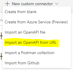 REDO custom connector endpoint dropdown