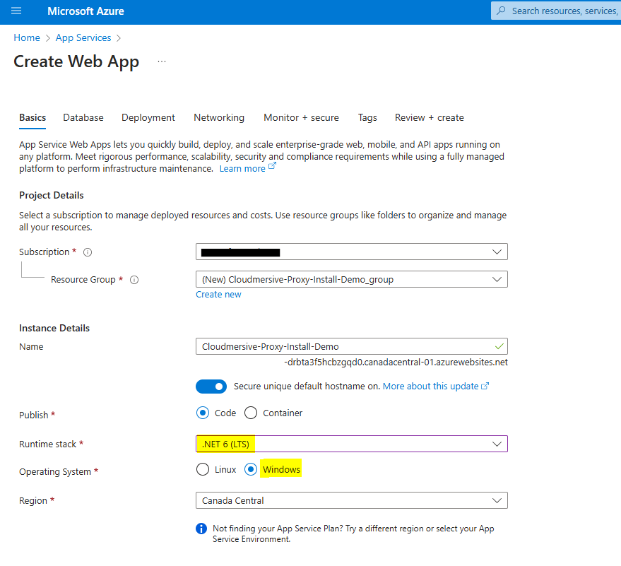 3 - select runtime and OS